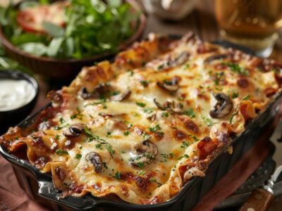 Lasagnes au poulet et champignons : recette facile et savoureuse