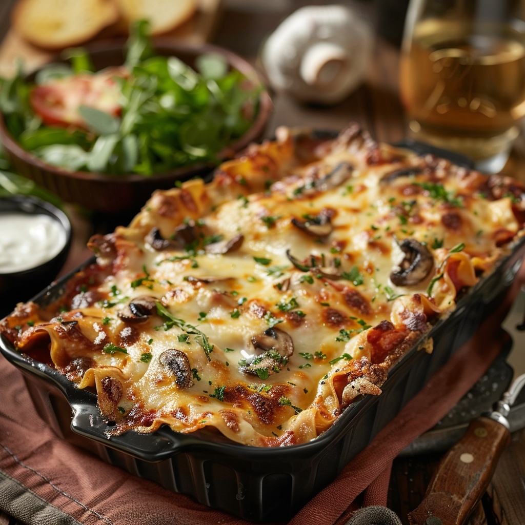 Lasagnes au poulet et champignons