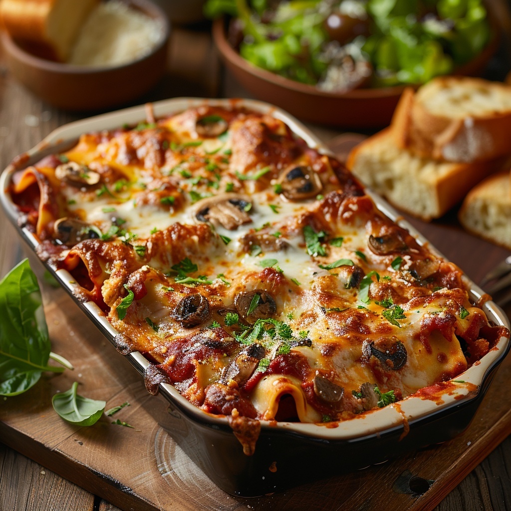 Lasagnes au poulet et champignons