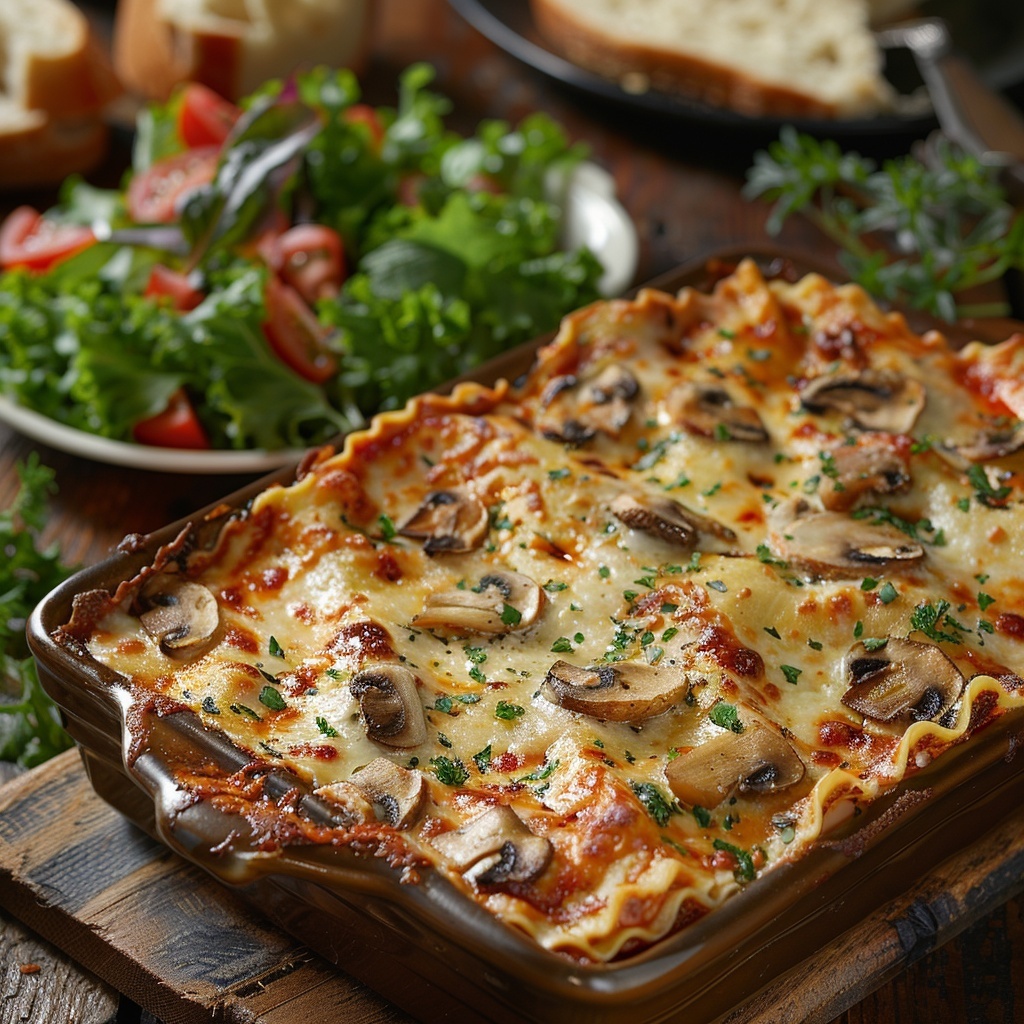Lasagnes au poulet et champignons