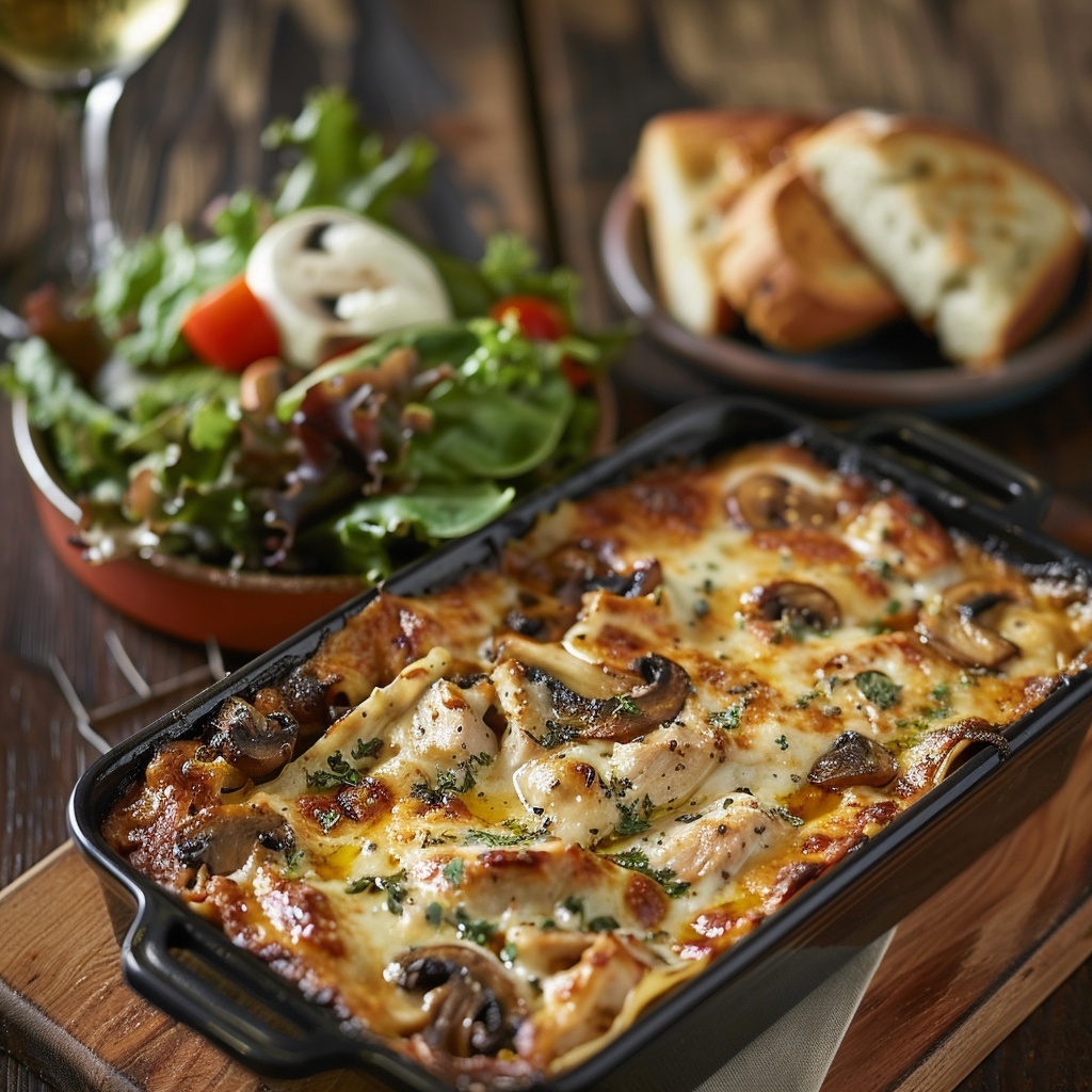 Lasagnes au poulet et champignons