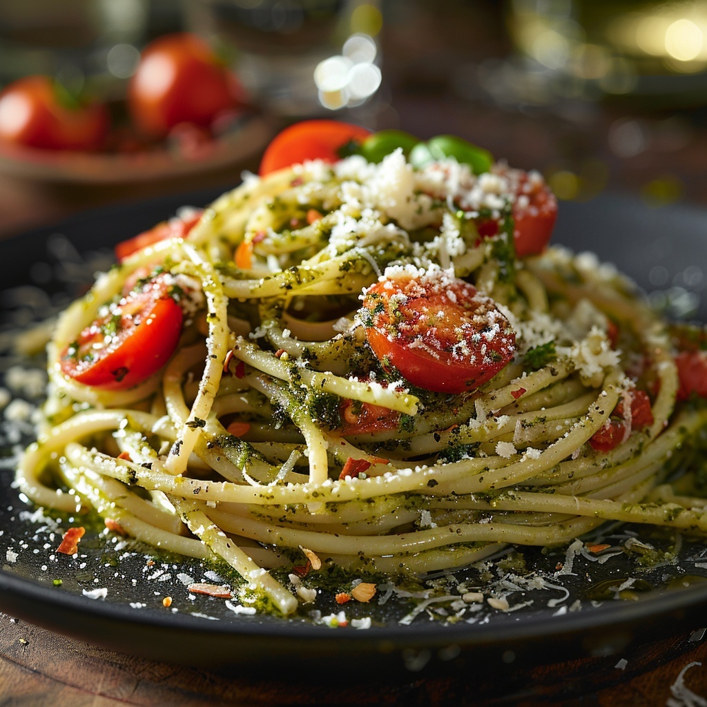 Pâtes à la sauce pesto maison