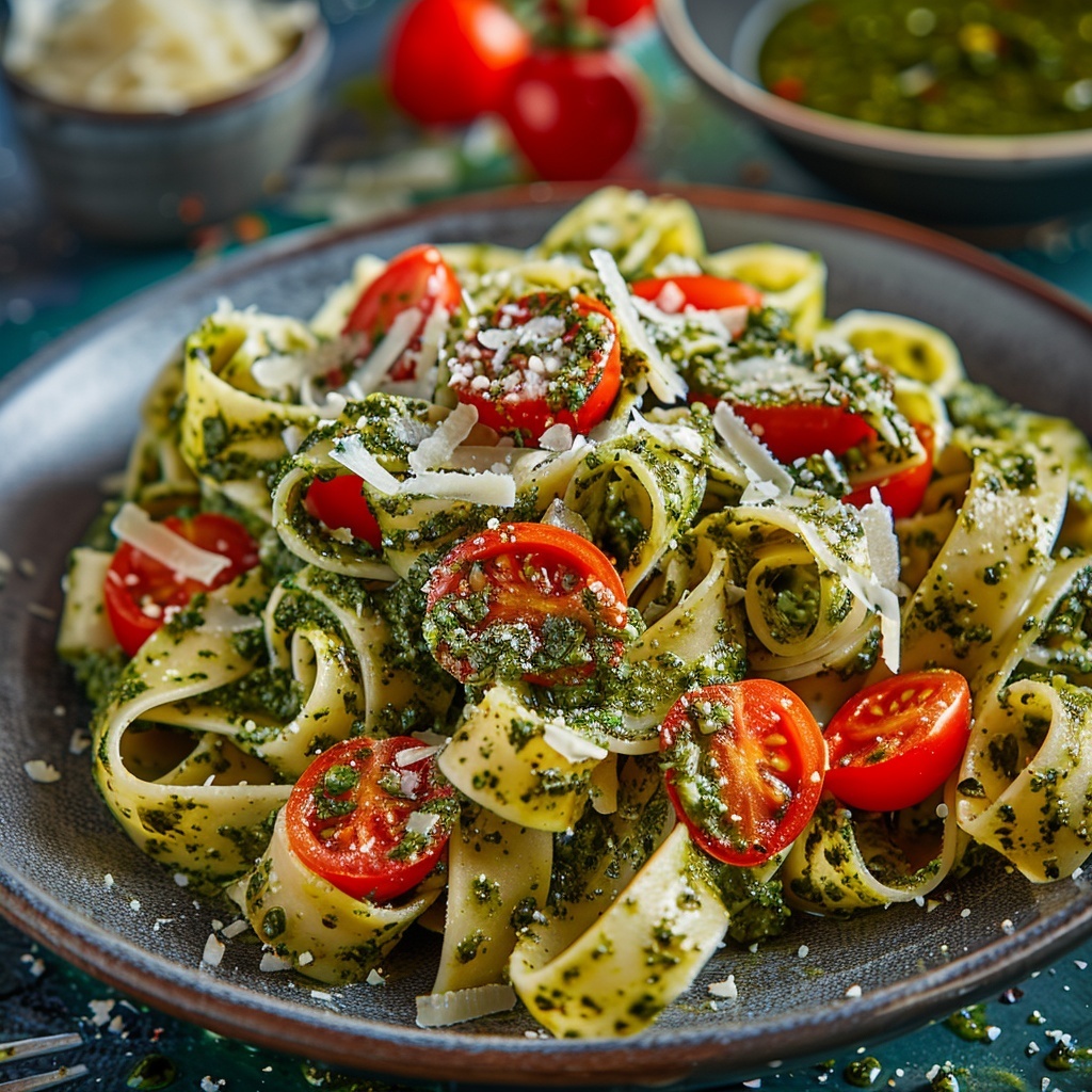 Pâtes à la sauce pesto maison