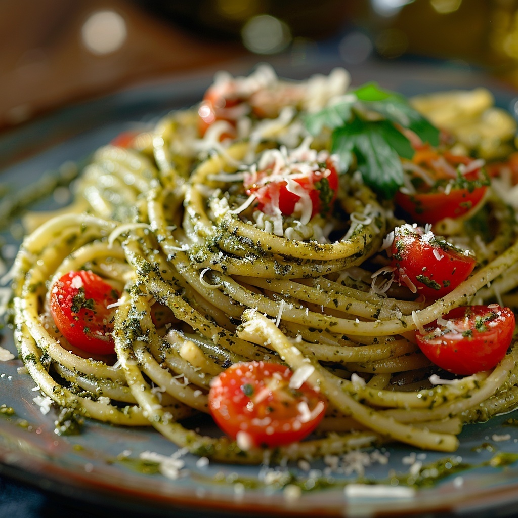 Pâtes à la sauce pesto maison