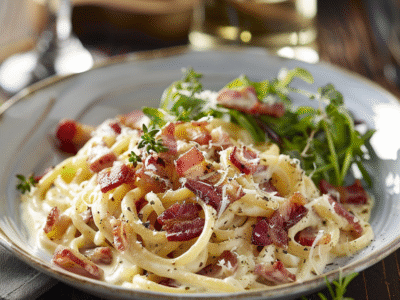 Pâtes carbonara à la française : Recette facile et savoureuse