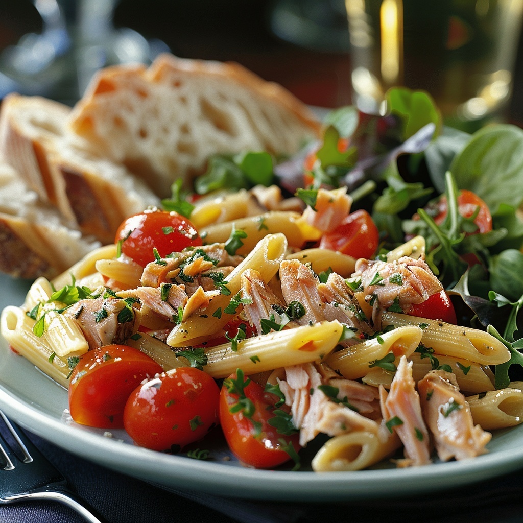 Penne au thon et tomates cerises