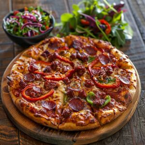 Pizza au chorizo et poivrons