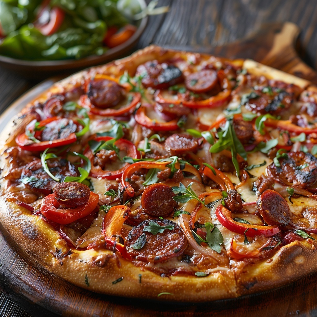 Pizza au chorizo et poivrons