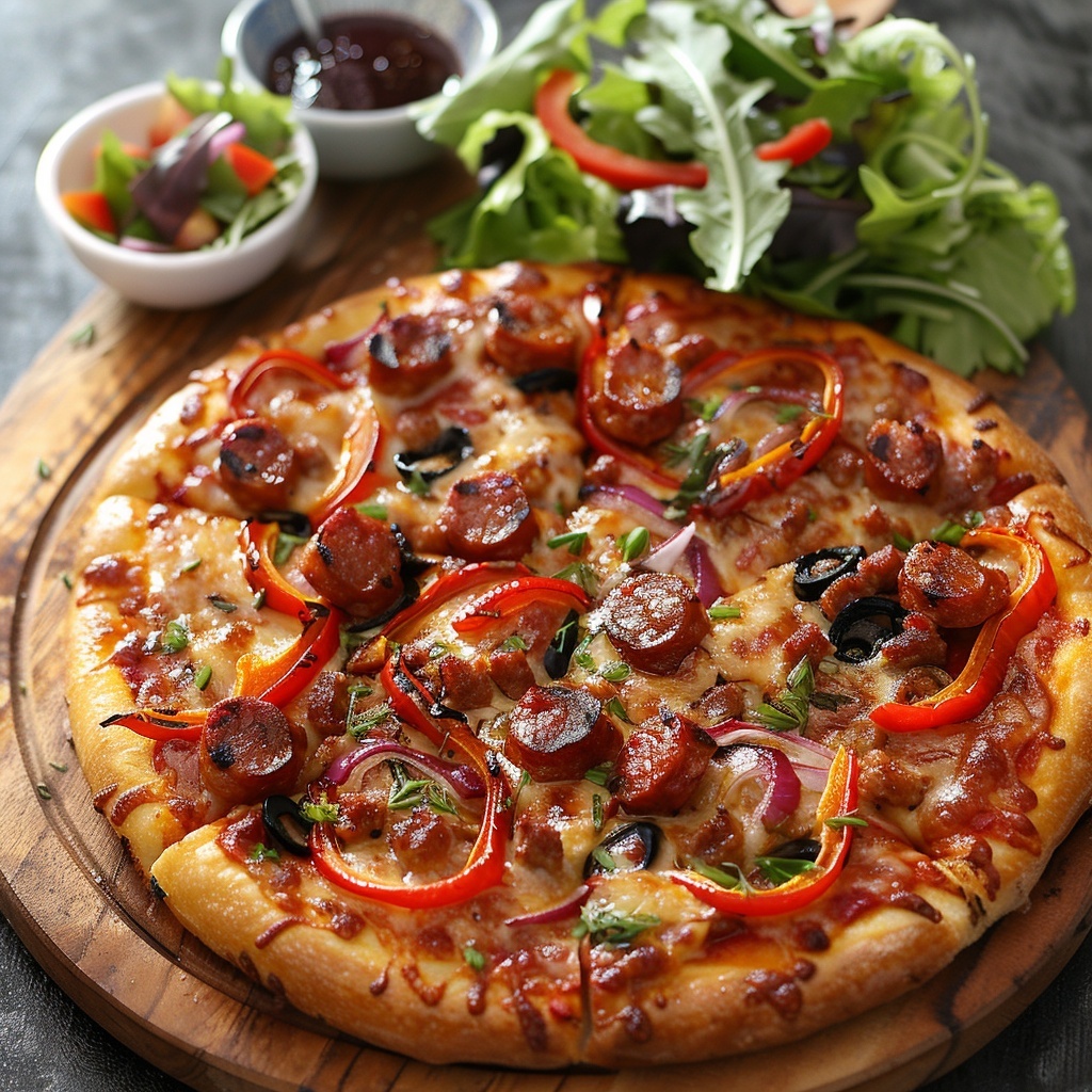 Pizza au chorizo et poivrons