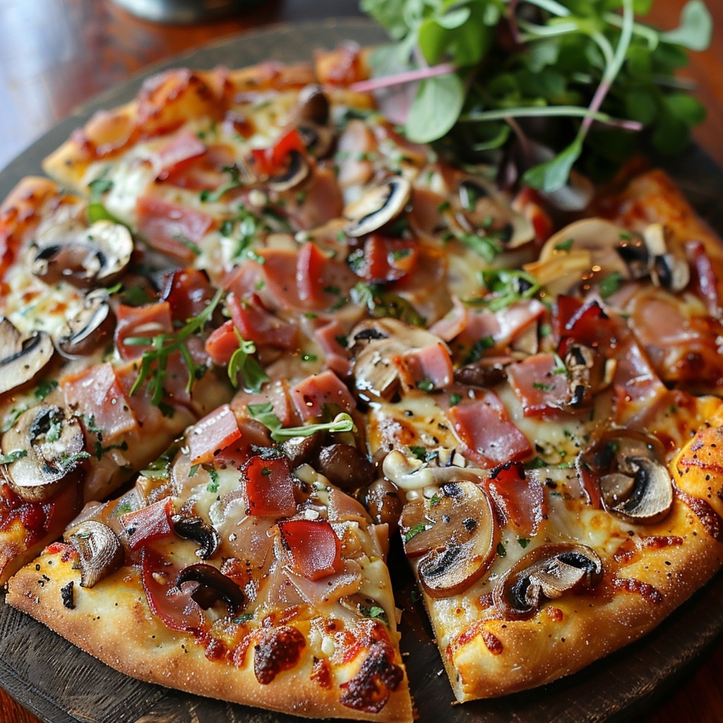 Pizza au jambon et champignons