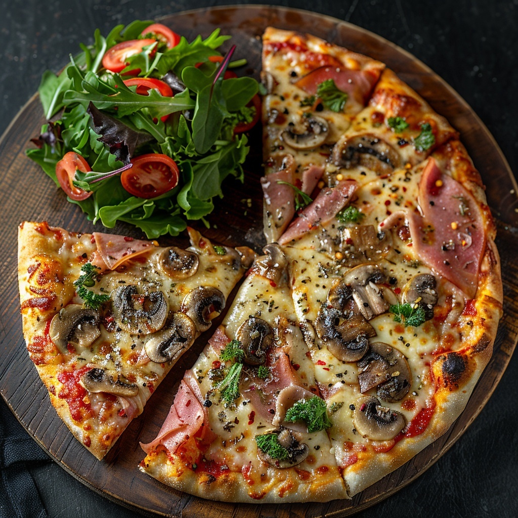 Pizza au jambon et champignons