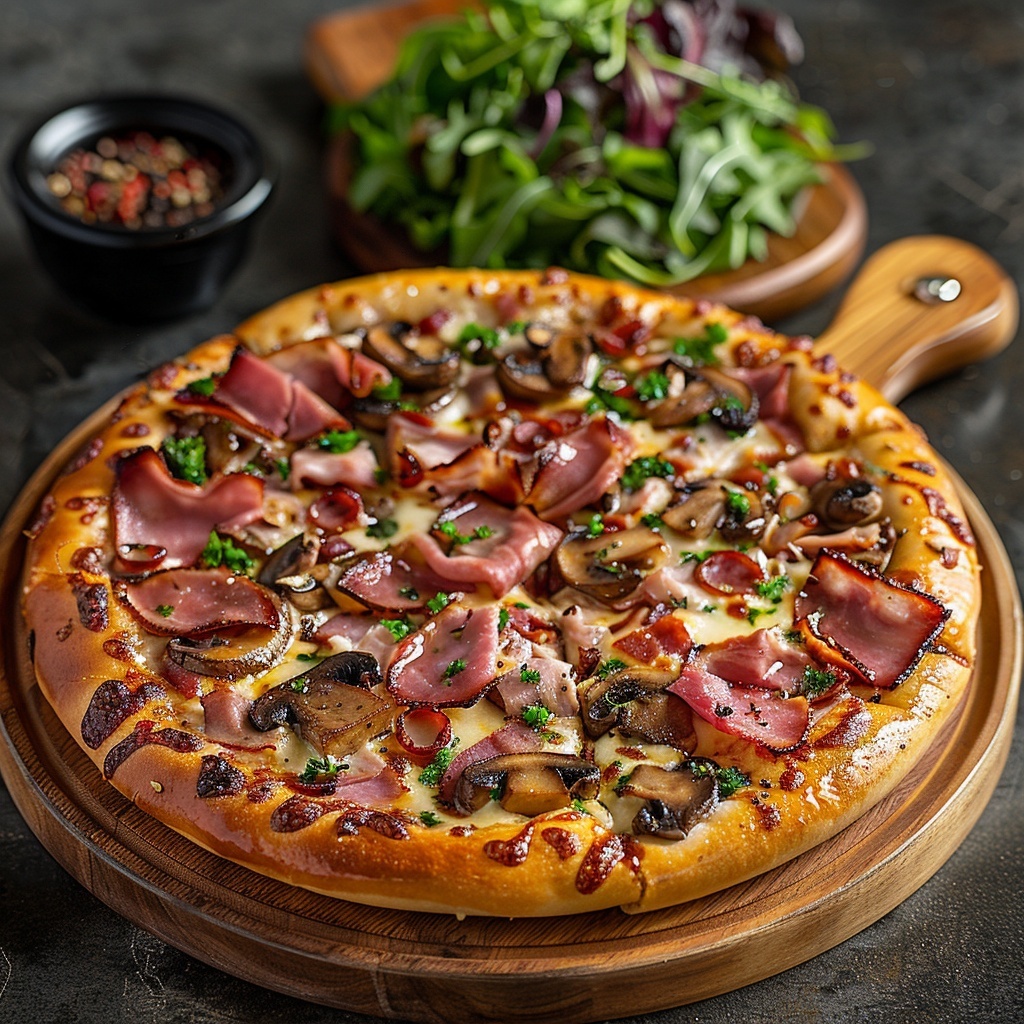 Pizza au jambon et champignons