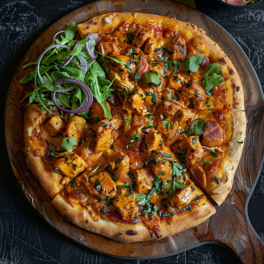 Pizza au poulet curry
