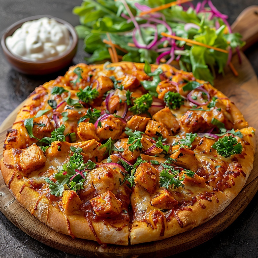 Pizza au poulet curry