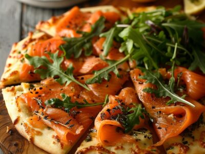 Pizza au saumon fumé et roquette : recette facile