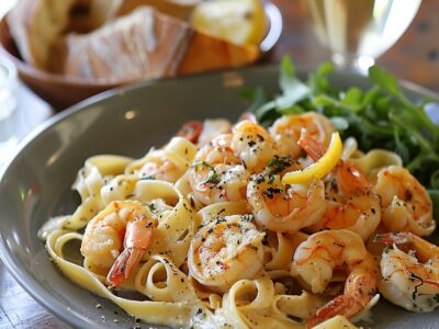 Tagliatelles aux crevettes et citron : Recette Rapide et Savoureuse