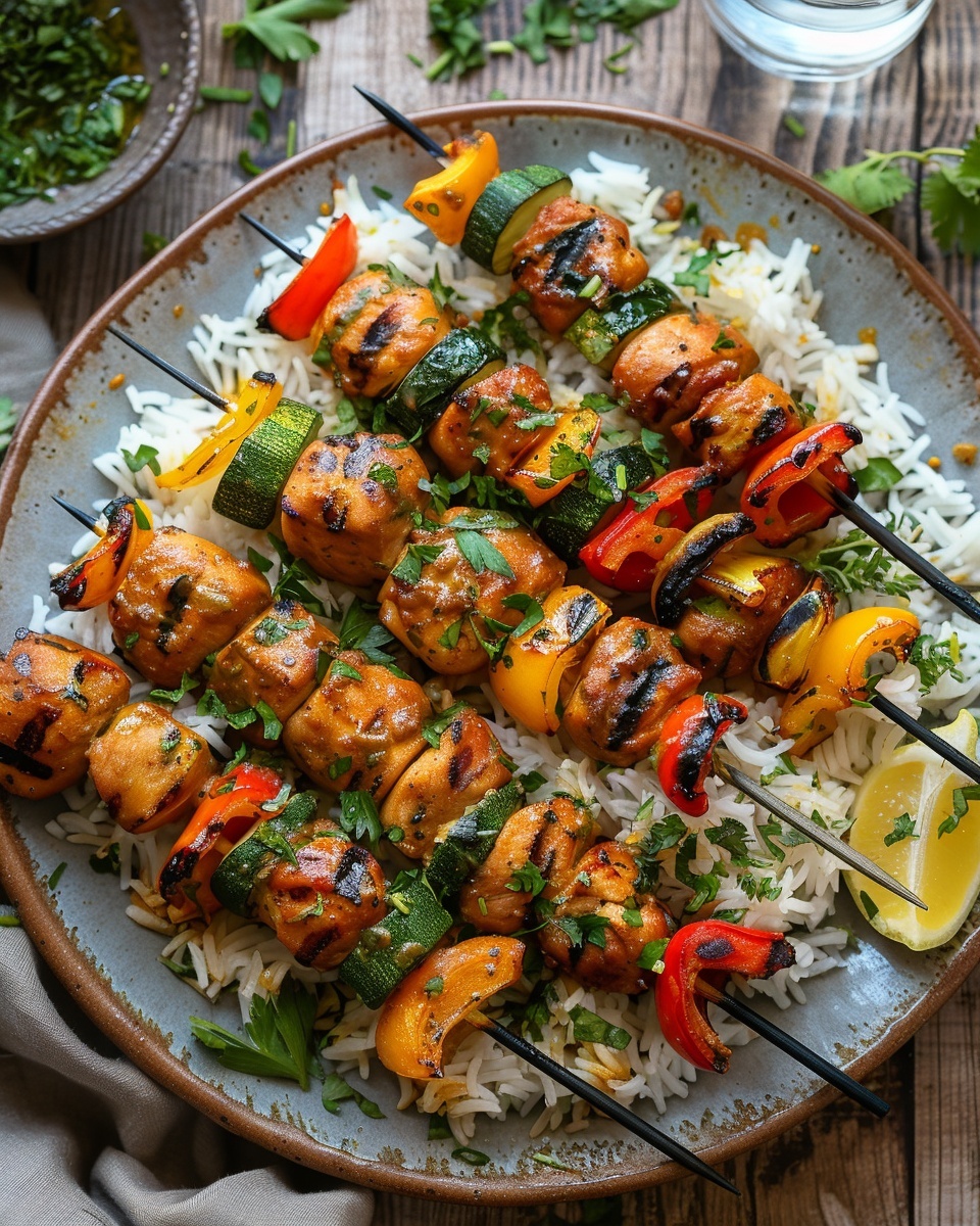 Brochettes de dinde au curry
