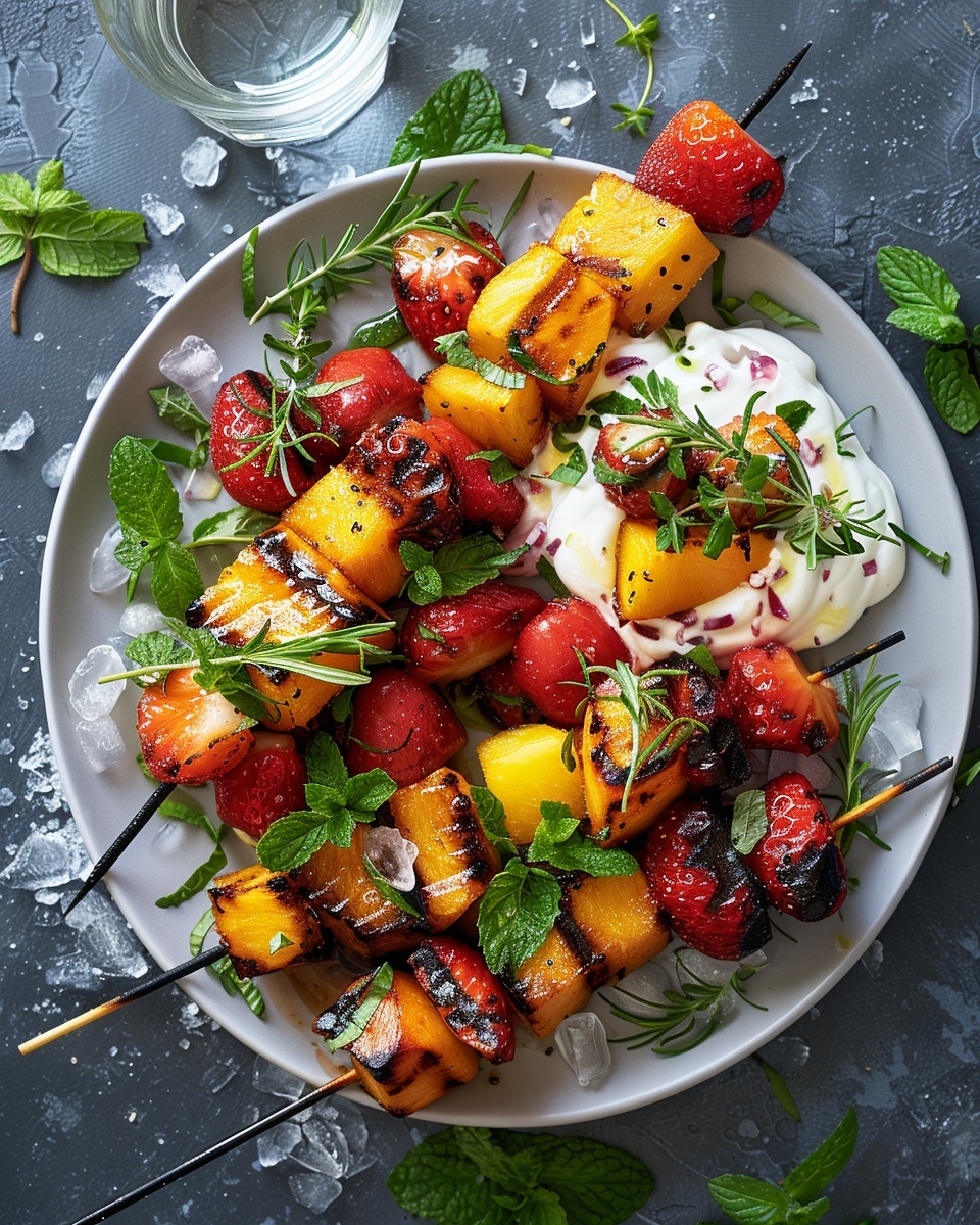 Brochettes de fruits grillés dessert