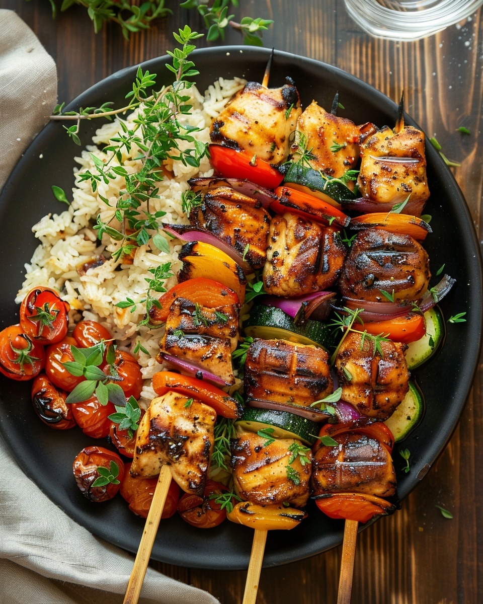 Brochettes de poulet marinées