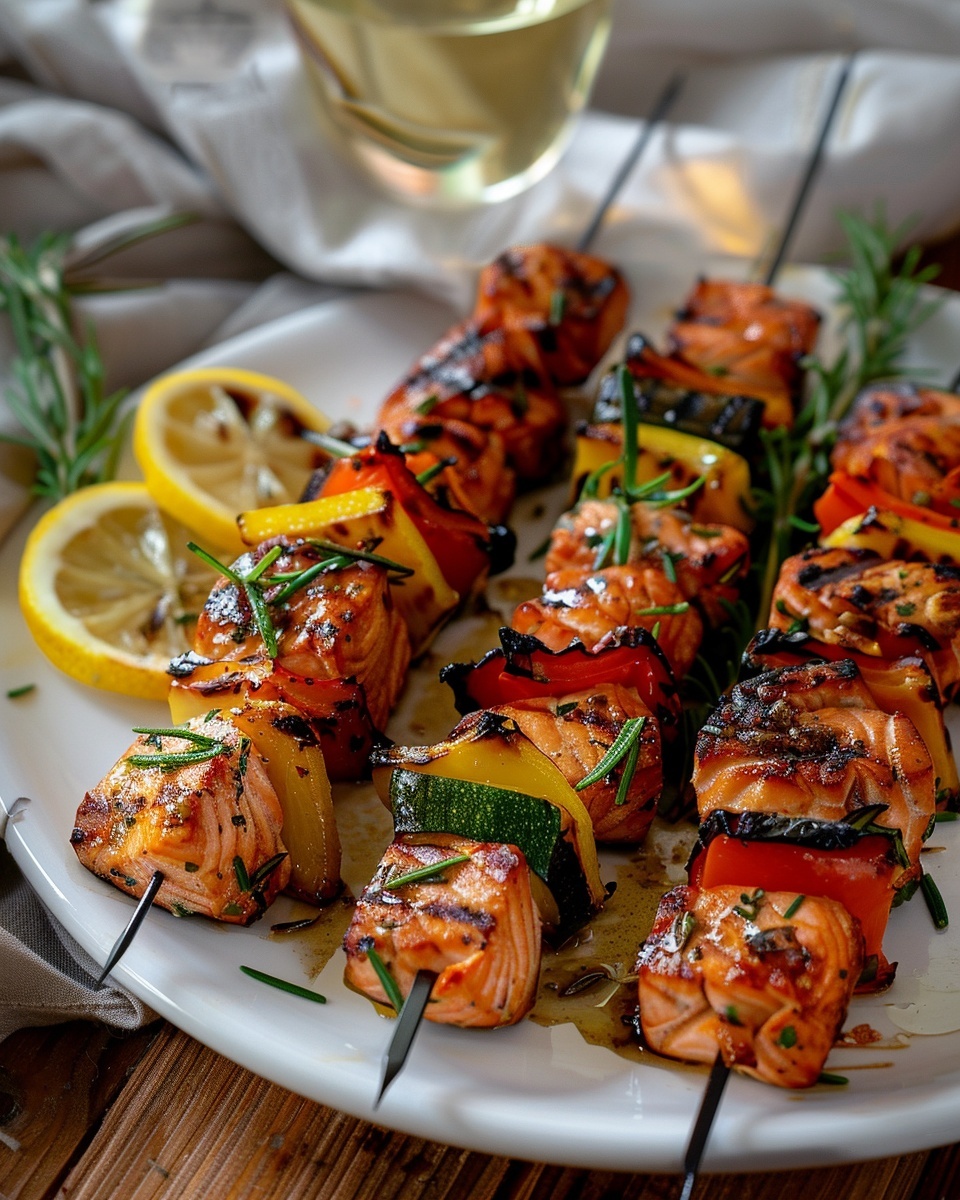 Brochettes de saumon et citron