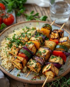 Brochettes de tofu grillé