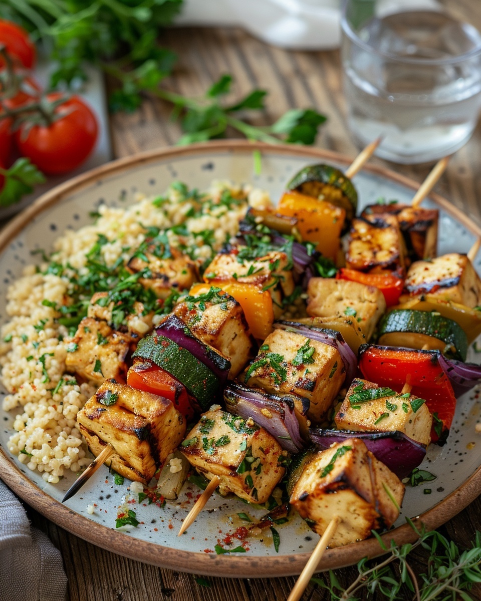 Brochettes de tofu grillé