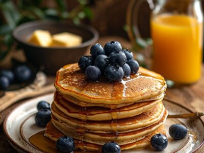 Recette Délicieuse : Pancakes à la Myrtille et Sirop d’Érable