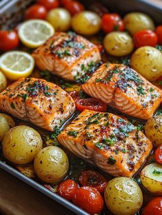 Saumon Herbes Légumes