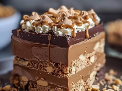 Gâteau No-Bake Chocolat-Peanut Facile Et Rapide