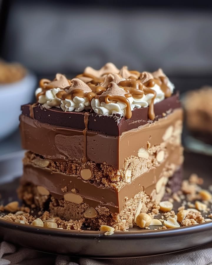 Gâteau No-Bake Chocolat-Peanut