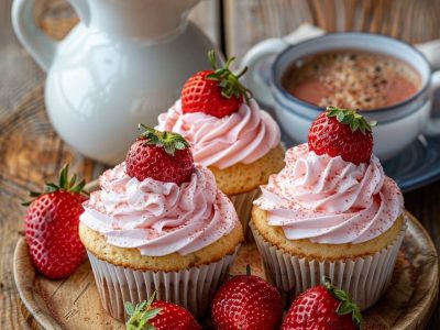 Recette Délicieuse de Cupcakes à la Fraise et Chantilly