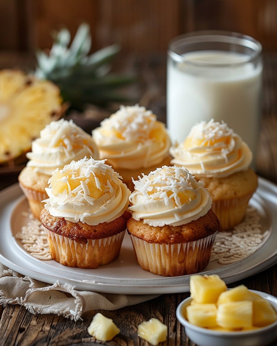 Cupcakes à la noix de coco et ananas