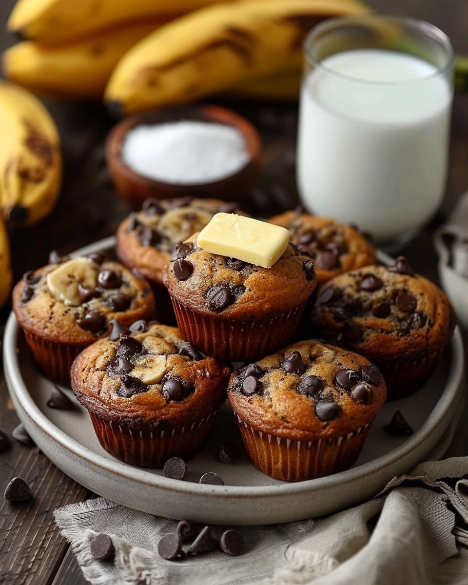 Muffins à la banane et pépites de chocolat
