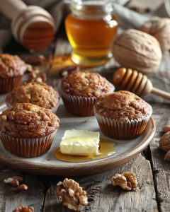 Muffins aux noix et miel