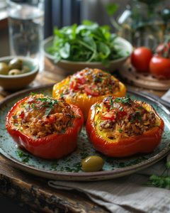 Poivrons farcis au riz