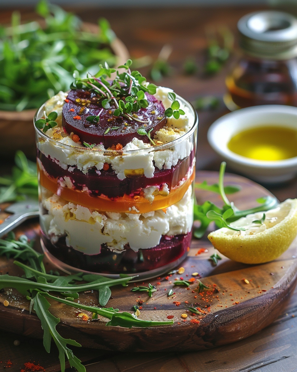 Verrine de betterave et chèvre frais