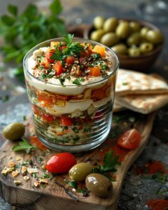 Verrine houmous et légumes croquants