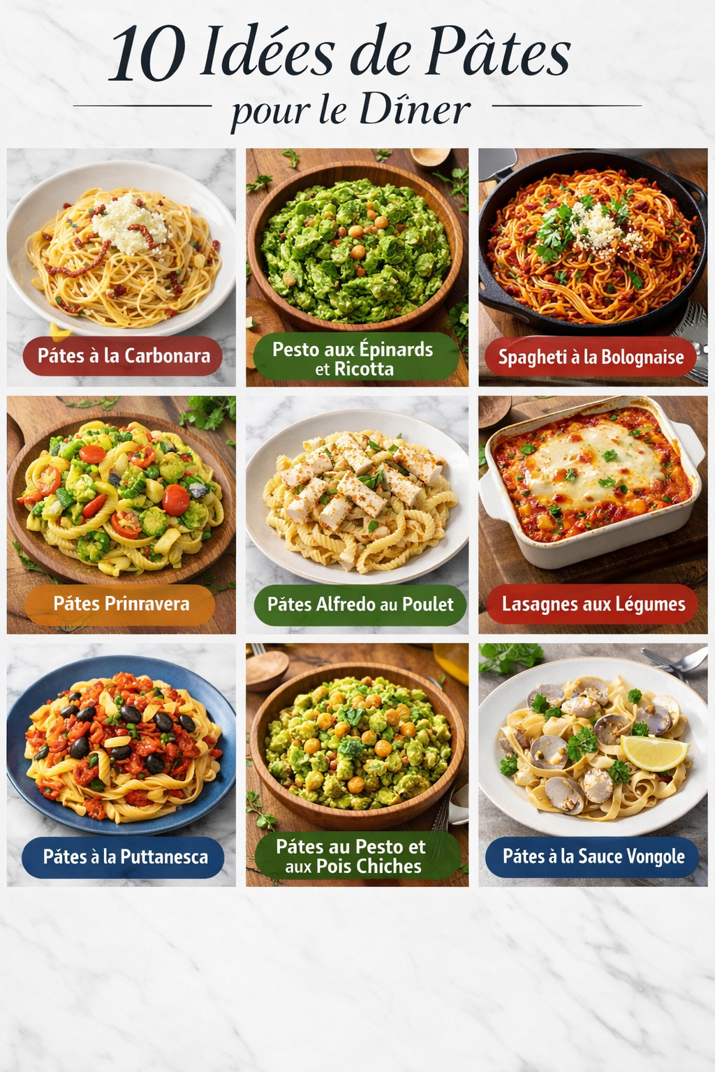 10 Idées de Pâtes pour le Dîner