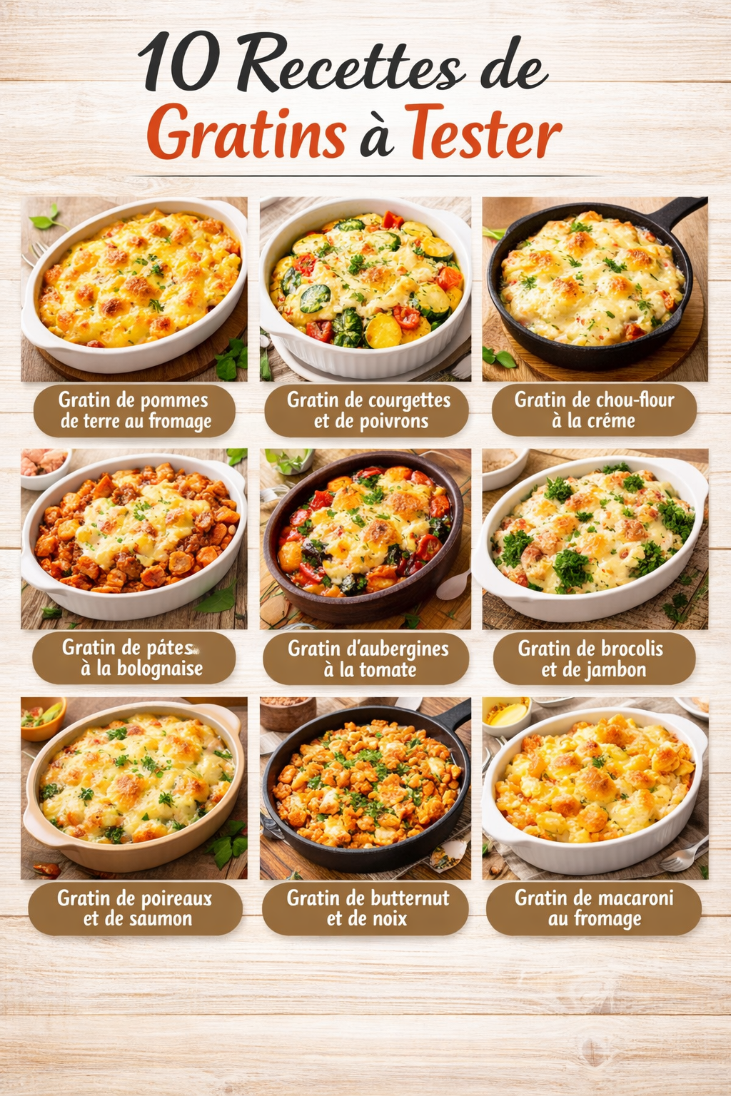 10 Recettes de Gratins à Tester