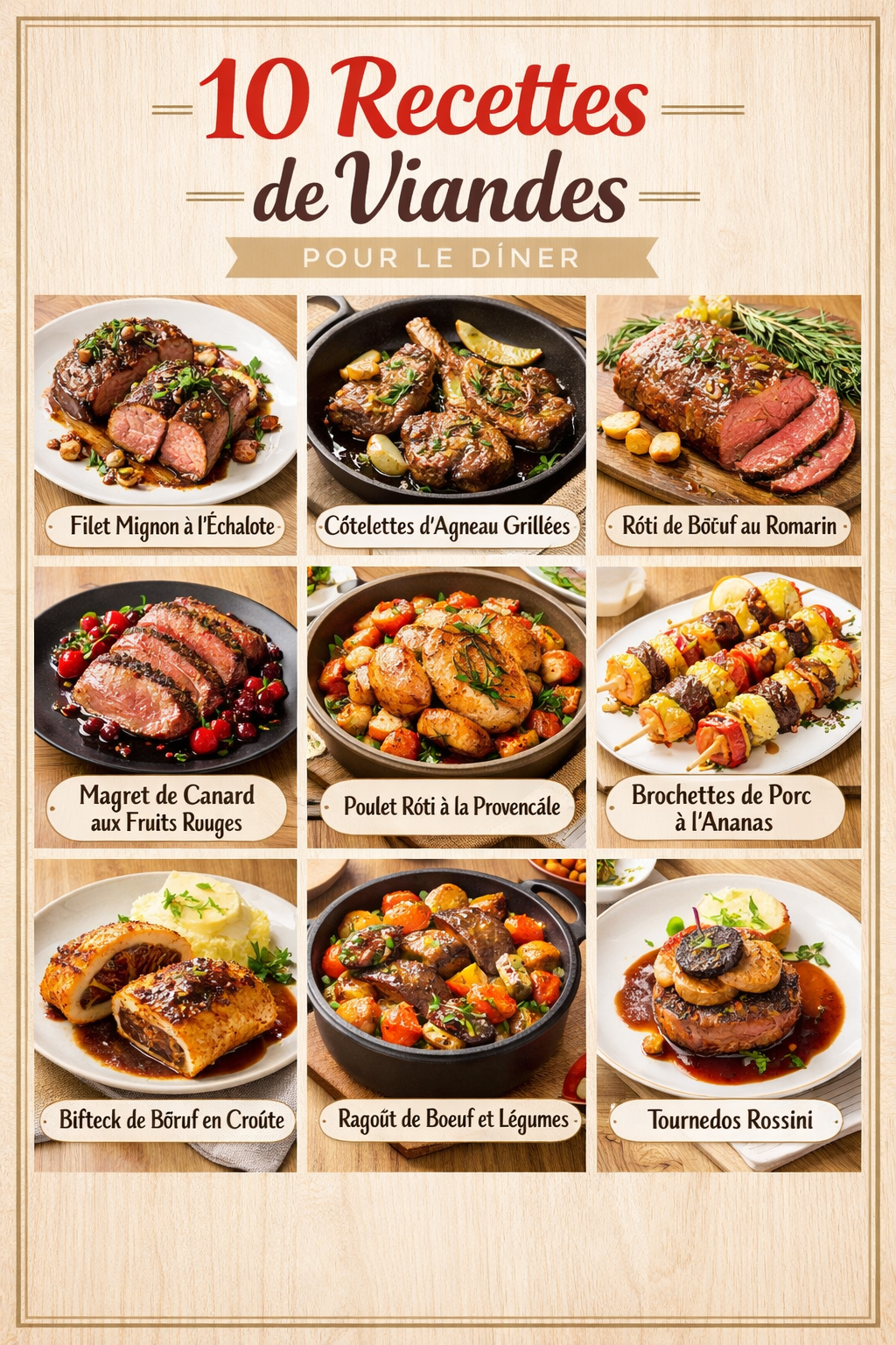 10 Recettes de Viandes pour le Dîner