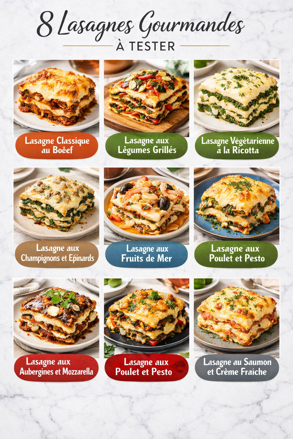 8 Lasagnes Gourmandes à Tester
