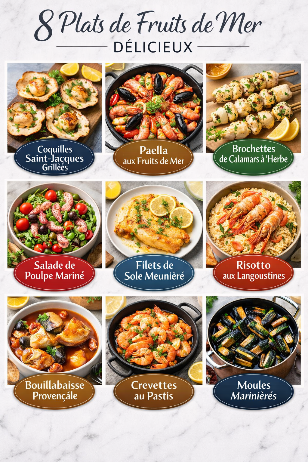 8 Plats de Fruits de Mer Délicieux