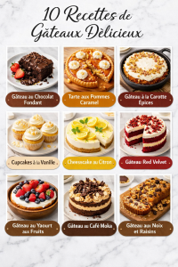10 Recettes de Gâteaux Délicieux