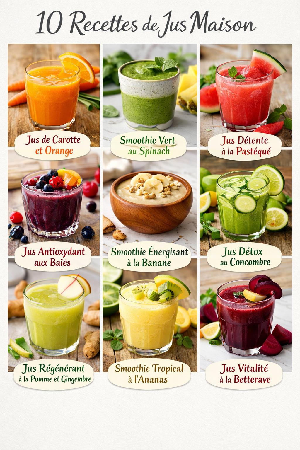10 Recettes de Jus Maison