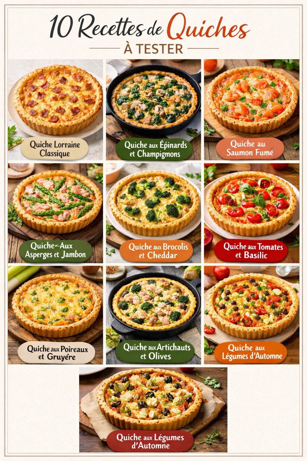 10 Recettes de Quiches à Tester