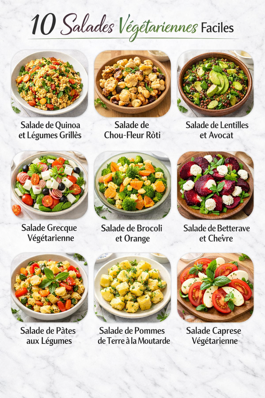 10 Salades Végétariennes Faciles