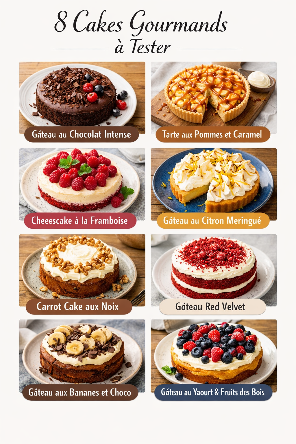8 Cakes Gourmands à Tester