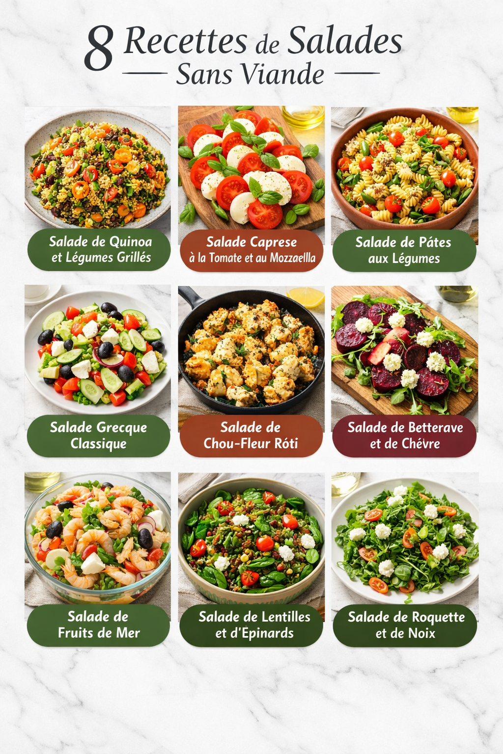 8 Recettes de Salades Sans Viande