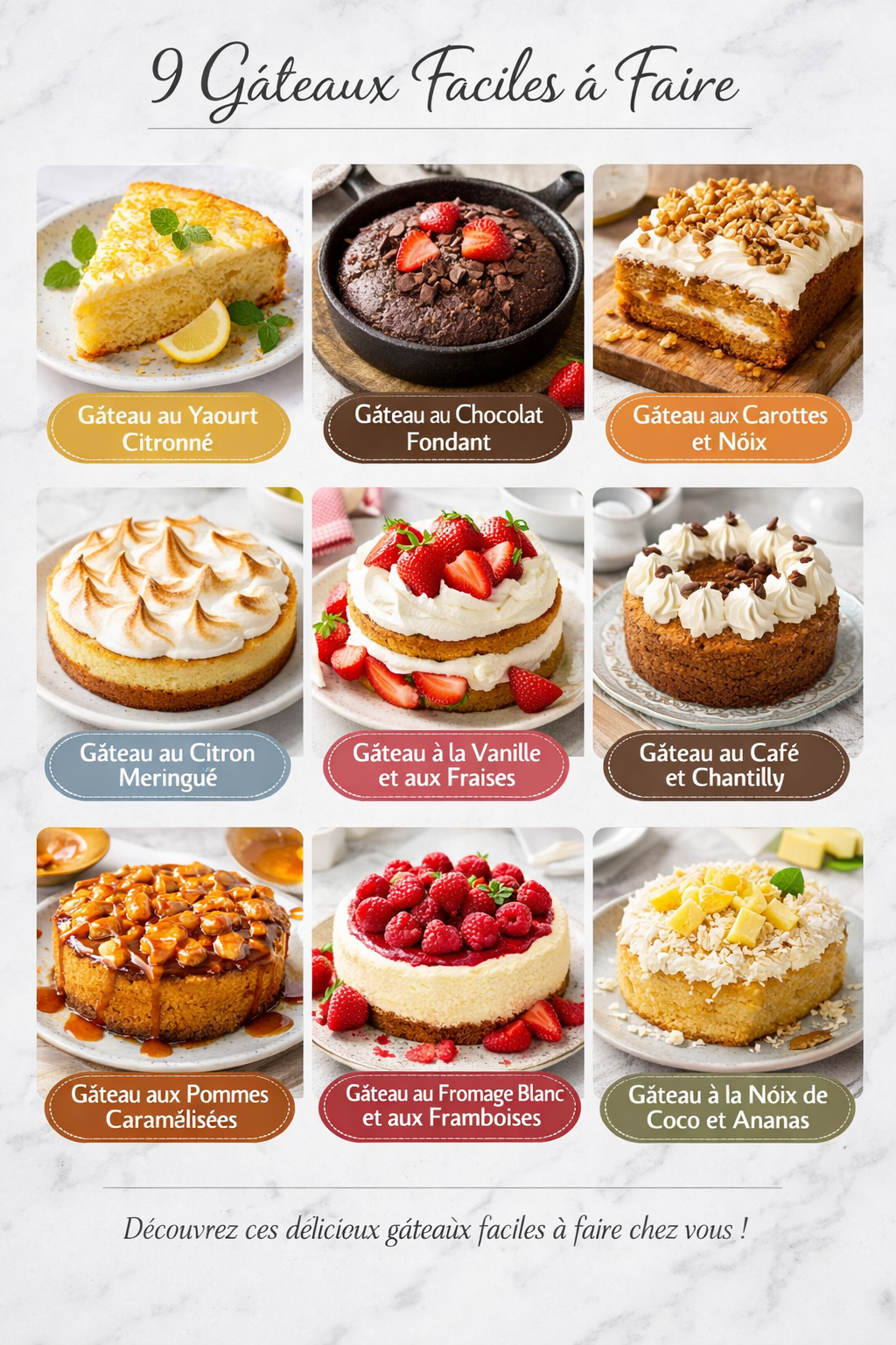 9 Gâteaux Faciles à Faire
