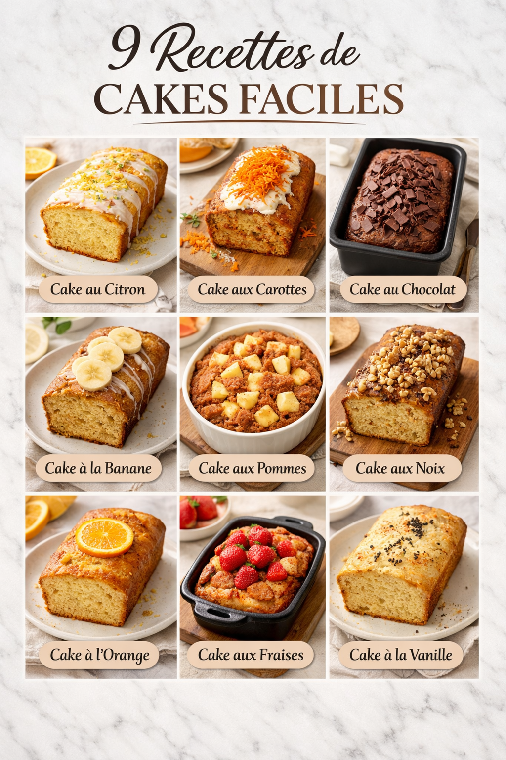 9 Recettes de Cakes Faciles